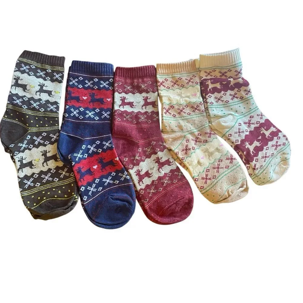 Novelty Christmas Reindeer Winter Socks Set of 5